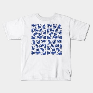 navy cat positions Kids T-Shirt